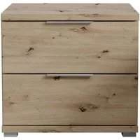Schlafkontor Nachtkommode Smilla Nachttisch, Nachtkonsole mit Schubkästen, Korpus melaminbeschichtet, silberfarbige oder schwarze Griffe