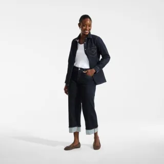 Lands' End x Lulu Guinness Weite Jeans mit Umschlag für Damen, Damen, size: regular, Blau, Baumwolle/Baumwoll-Mischung, by Lands' End