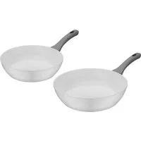 GSW Pfannen-Set Fiona, Aluminium (Set, 2-tlg., je 1 Pfanne Ø 24/28 cm, H: 6,8/7,3 cm, - 2,3/3,7 l), weiß, kratzfeste ILAG® CERAMIC-Veredelung, Induktion