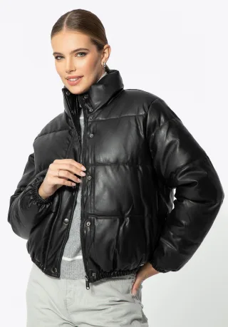 Wittchen Damen-PUFFjacke aus schwarzem Kunstleder