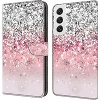 CLM-Tech Handytasche für Samsung Galaxy S24 / S25 Hülle aus PU Leder Klapphülle (silber und rosa, Handyhülle Wallet Flip Case Cover Etui), Schutzhülle mit Standfunktion, Kartenfächer, und Magnetverschluss