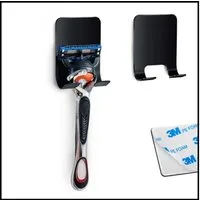 LIVINA HOME Handtuchhaken Rasierer Halter Set, Haken ohne Bohren, Duschablage, Duschabzieher, Bad, Badezimmer, Küche, Türen, Kleiderschrank, Wand, Regal, (4-St), Premium Dusch Set, Halterung Set