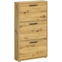 PREISBRECHER Schuhkipper See, 3 Klappen, in Eiche Artisan Dekor - 59x103x17cm (BxHxT)
