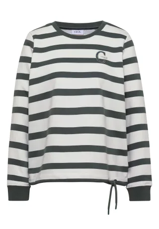CECIL - Sweatshirt mit Rundhals und Tunnelzug dried olive green - Gr. - L