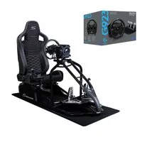 Speedmaster Simulator Cockpit Pro Sim Racing SCHWARZ mit Logitech G923 Bundle Gaming-Controller (Kompatibel mit allen gängigen Lenkrädern und Pedalen)