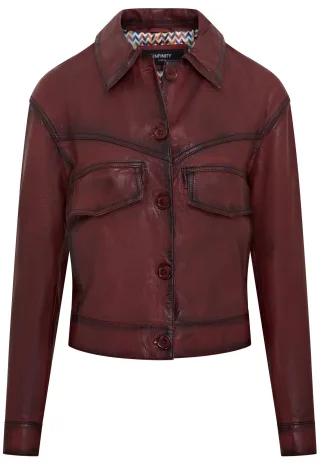 Rote Retro-Biker-Lederjacke für Damen – Kopervik