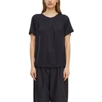 comma Kurzarmbluse Sommerbluse mit gerafftem Rundhals