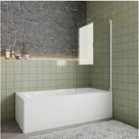 Duschparadies Duschwand 140cm anthrazitweiß Glas Aufsatz Duschabtrennung Badewanne Trennwand, Einscheibensicherheitsglas, Sicherheitsglas, Glas