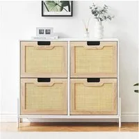 GarveeMore Schuhschrank Schuhkipper Schuhkommode mit 4 Klappen mit 8 Einstellbar Ablageflächen mit 4 Klappen Schuhschrank schmal Schuhregal mit 8 Ablageflächen