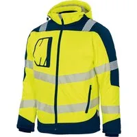 vizwell Softshelljacke Herren Warnschutz Winter-Softshelljacke Arbeitsjacke mit Kapuze robust, wärmend und zertifiziert