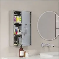 HOMCOM Medizinschrank Abschließbar Medikamentenschrank mit 3 Fächern, Apothekerschrank (Arzneischrank, 1-St., Medikamentschrank) Edelstahl 30 x 18 x 50 cm
