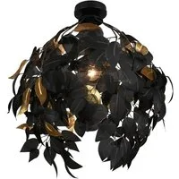 Reality Leuchten Deckenleuchte Leavy, ohne Leuchtmittel, warmweiß - kaltweiß, Deko Deckenlampe Blatt Design schwarz-gold, exkl 1xE27 max 28W, Ø 38cm