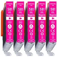 Druckerparadies 5er Sparpack Magenta für Canon 581 XXL Druckerpatronen Tintenpatrone (5-tlg., TS6150 TS6151 TS6240 TS6241 TS6250 TS6251 TS6350 TS6351 TS705)