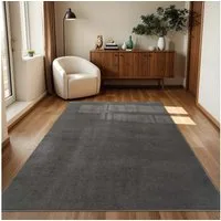 TaraCarpet Teppich Supersoft Kurzflorteppich Fiona Uni, rechteckig, Höhe: 14 mm, Wohnzimmer, Schlafzimmer, Esszimmer, Fiona anthrazit 50x80