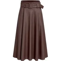 Mississhop Lederimitatrock Damen A-Linien Rock mit Gürtel – Kunstleder M.401