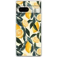 MuchoWow Handyhülle für Google Pixel 7 Zitronen - Früchte - Blätter - Gelb - Grün - Beige, Phone Case, Silikon, Schutzhülle Dünn