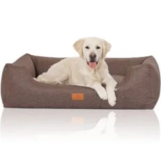 Knuffelwuff Hundebett Lotte aus Velours mit feinem Handwebcharakter braun/ grau XXL