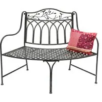 DanDiBo Gartenbank Wetterfest Halbrund aus Metall Braun 96002 125 cm Bank Metallbank, Sitzbank Garten