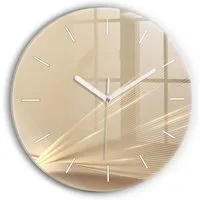 Tulup Wanduhr Glasuhr Abstraktes Licht Runde Moderne Uhr aus Gehärtetem Glas