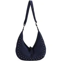 ITALYSHOP24 Schultertasche Damen Tasche MOON Halbmond Cross Over Body Bag Umhängetasche Suedette, Tragekomfort Hüft Brust Bauch Gürtel Rücken Slingtasche Wildlederoptik