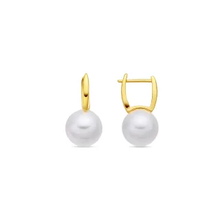 Luxenter Ohrringe mit weißen Perlen, 18 Karat Gelbgold-Finish – Dical