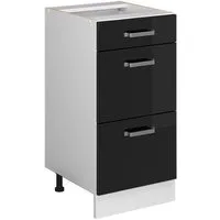 Vicco Unterschrank R-Line Schwarz Hochglanz/Weiß, 40cm mit Schubladen ohne Arbeitsplatte (1-St)