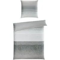 casa NOVA Bettwäsche ALEXIS, 135 x 200 cm, Beige, Grau, Baumwolle, Satin, 2-teilig, mit Reißverschluss, Querstreifen
