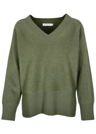 IN LINEA - Pullover, V-Ausschnitt,1/1-Arm forest - Gr. - 36