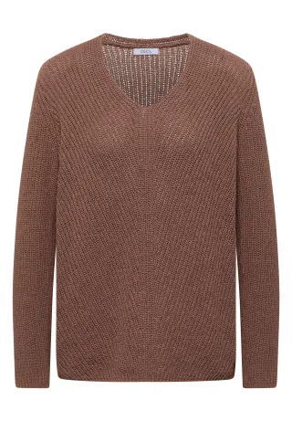 CECIL - Strukturpullover light macchiato brown - Gr. - M