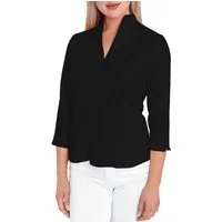HEVENTON Klassische Bluse 3/4-Ärmel, Business-Bluse mit Kelchkragen, bügelleicht