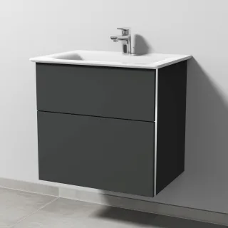 Sanipa 3way Waschtischunterbau zu Ideal Standard Connect Air Waschtisch mit 2 Auszügen, Graphit-Matt BP6411B