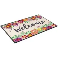 wash+dry by Kleen-Tex Fußmatte Welcome Blooming, rechteckig, Höhe: 7 mm, Schmutzfangmatte, mit Spruch, rutschhemmend, waschbar