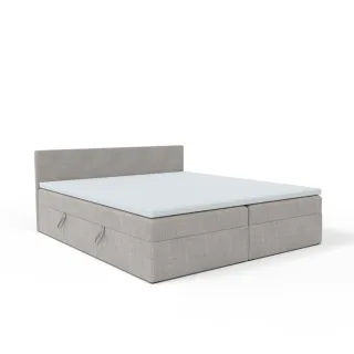 Fedve Boxbett, Hellgrau, Textil, 160x200 cm, Schlafzimmer, Betten, Boxspringbetten