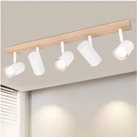 ZMH Deckenstrahler 5 Flammig Holz Schwarz/Weiß GU10 Deckenleuchte für Schlafzimmer Flur, Einfache Installation, ohne Leuchtmittel, Schwenkbar 350° Moderne Wohnzimmerlampe Kindzimmer Küche