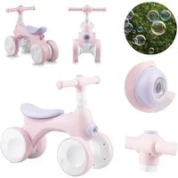 MoMi Laufrad Tobis 7 Zoll, 4-Rad Laufrad mit Licht, Hupe & Seifenblasen