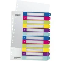 LEITZ Aktenordner WOW 1244, Register 1-12, DIN A4 überbreit, 12-tlg., farbige Taben, Kunststoff