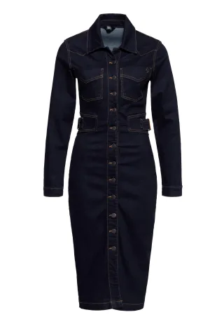 Queen Kerosin Damen Workwear Bleistiftkleid Denim