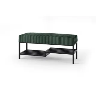 Bettso Sitzbank, Grün, Schwarz, Metall, 80x45x35 cm, Esszimmer, Bänke, Sitzbänke