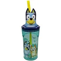 Bluey Kinderbecher Bluey 3D Deckel Kinder Trinkbecher Becher mit integriertem Halm 360 ml, BPA-Frei
