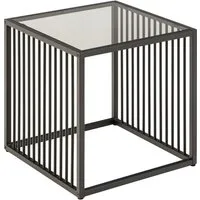 ACTONA GROUP Beistelltisch Strington, robuster Ecktisch im skandinavischem Design, robust, Ecktisch, Glas, pflegeleicht, vertikalen Metalllamellen, H: 63 cm