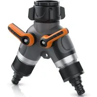 Brandson 2-Wege Verteiler 2-fach Wasserverteiler, Gartenschlauch Schlauchverteiler, 3/4 Zoll, (1-tlg), Regulierbarer Wasserhahn Schlauch Verteiler für Gartenbewässerung