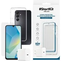 CARE by PanzerGlass StartKit - alles drin - Screen Protector, Case & Charger USB-Ladegerät (Set, 3-tlg., 20W Ladegerät, Displayschutzglas, TPU-Schutzhülle, 3-in-1 Bundle für Samsung Galaxy A16)