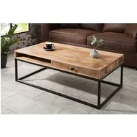riess-ambiente Couchtisch IRON CRAFT 100cm natur / schwarz (Einzelartikel, 1-St), Wohnzimmer · Massivholz · Metall · eckig · mit Schublade · Industrial