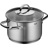 Silit Kochtopf Achat, Topf mit Deckel, Edelstahl 18/10 (2-tlg), rostfrei, Silitherm-Allherdboden, induktionsgeeignet