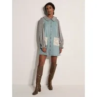 Apricot Minikleid Mini-Kleid aus Denim mit Häkelverzierungen