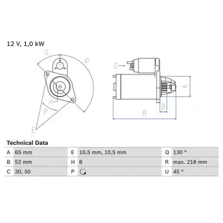 Bosch Anlasser 1,0 kW Smart Fortwo