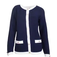 Passioni Cardigan in Marineblau mit Weißen Details