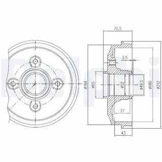 Delphi BREMSTROMMEL INKL. LAGE Citroen Visa Peugeot 205
