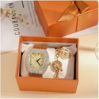 Luckice Quarzuhr Geburtstagsgeschenk, Quarzuhr Damenuhr Set, modische Accessoires, (Perfektes Geschenk für Frauen, Weihnachten, Geburtstag, Jubiläum usw empfohlene Souvenirs, 2-tlg)