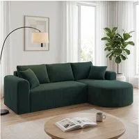 COMHOMA Sofa Ecksofa mit Schlaffunktion, Corduroy Modulares Boneless Couch, mit Chaiselongue, L-Form Schlafsofa, Sektionssofas mit Kissen & Seitentaschen